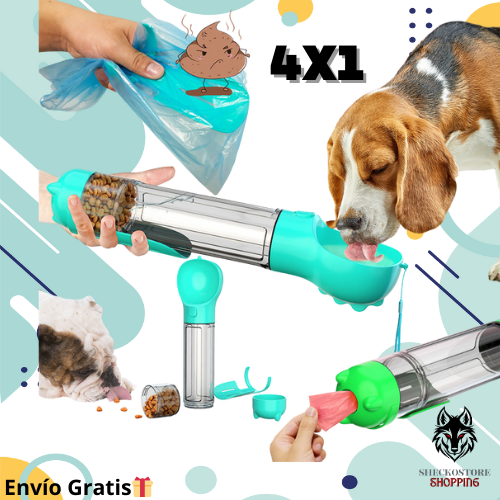 Botella para mascotas Multifunción 4 en 1🐾🤩